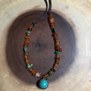 Sundance Catalog Peyote Bird Amber & Turq necklace